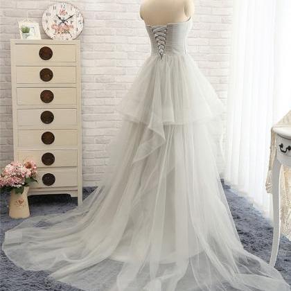 Tiered Grey Tulle Women Prom Dress ..