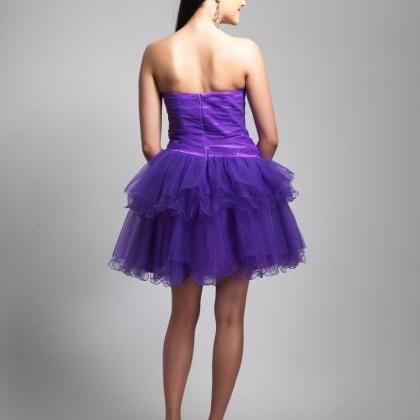 short purple tulle dress