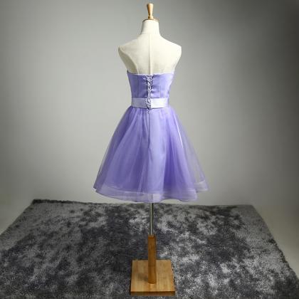 Purple Homecoming Dresses Short Beaded Tulle Party..