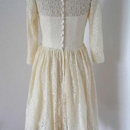 Long Sleeves Lace Homecoming Dresses Scoop Neck..