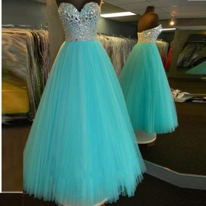 Sweetheart Neck Tulle Prom Dresses Crystals Women..