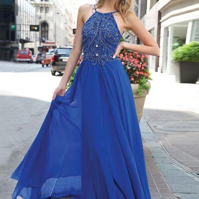 Royal Blue Long Chiffon Prom Dress, Party Dress, Evening Dress