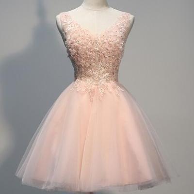 Lovely Short Tulle Homecoming Dresses with Appliques Beads
