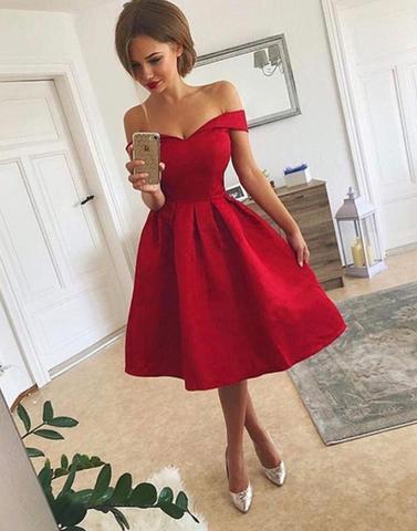 Red Tea Length Party Dress