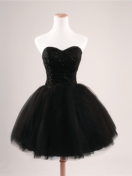 Above Knee Black Tulle Homecoming Dresses Strapless Short Women Above Knee Black Tulle Homecoming Dresses Strapless Short Women Party Dress