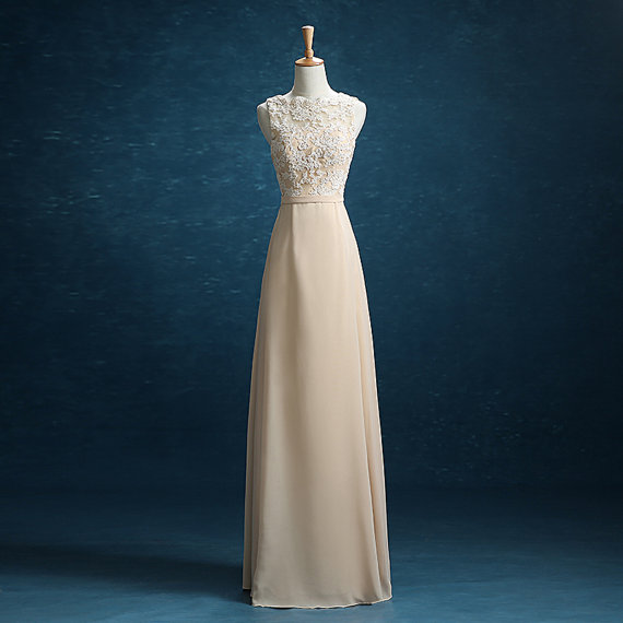 beige color evening gown