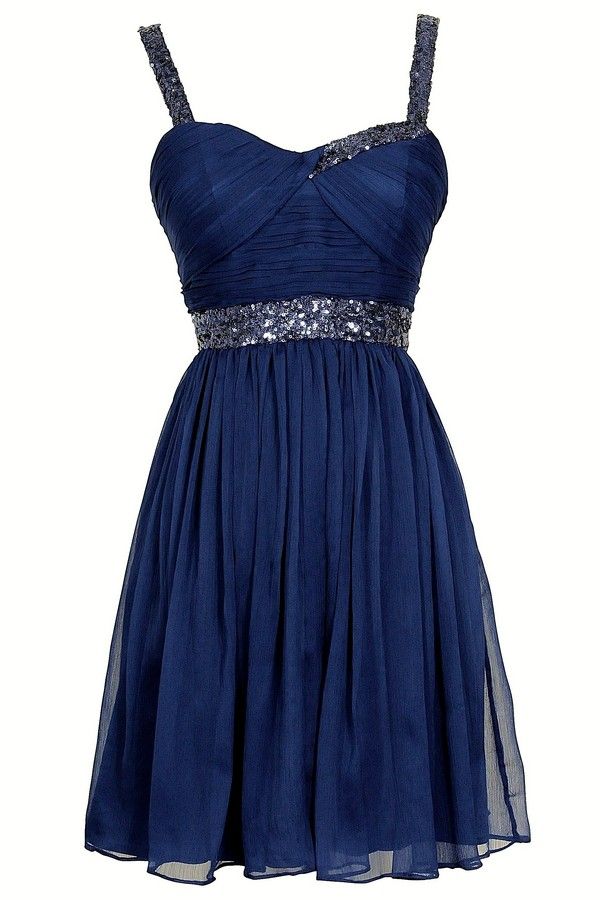 Cobalt Blue a Line Short Chiffon Dress