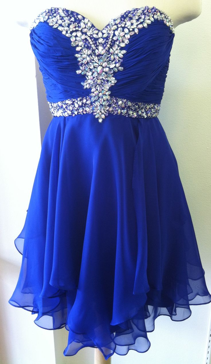 Royal Blue Chiffon Short Party Dresses