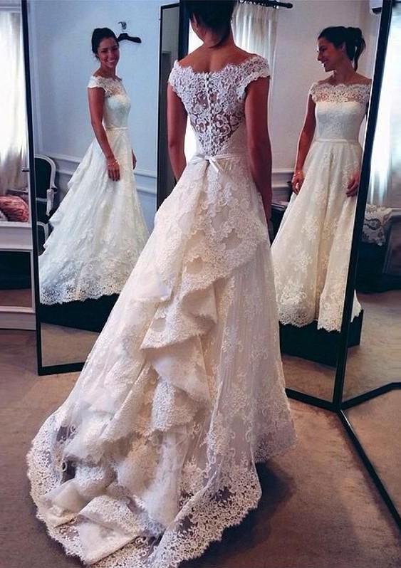White Lace Bridal Gowns Formal Women Wedding Dresses Floor Length White Lace Bridal Gowns Formal Women Wedding Dresses Floor Length 2017