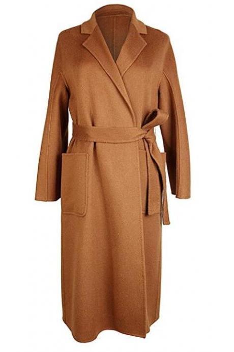 Women&amp;amp;#039;s Long Cashmere Outwear Oversized Belted Coat Hand-made Tailor Made
