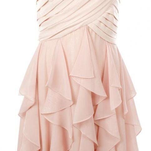 Plunge V Ruched Chiffon Short Homecoming Dress With Ruffle Detailing ...