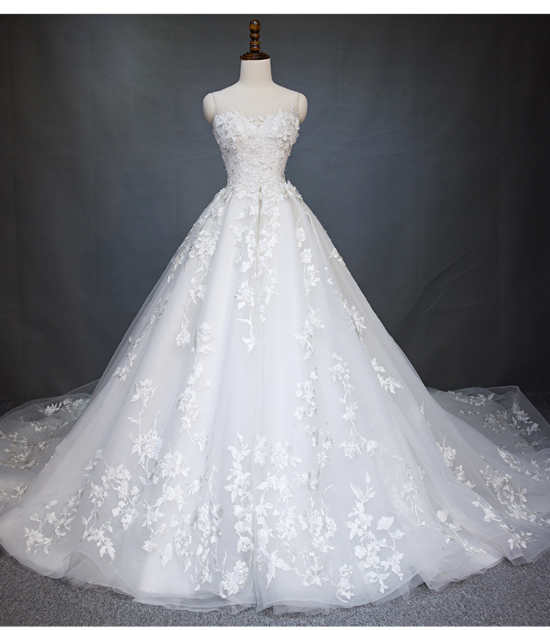 Sweetheart Neck A-line Tulle Bridal Gowns Lace Appliques Women Wedding ...